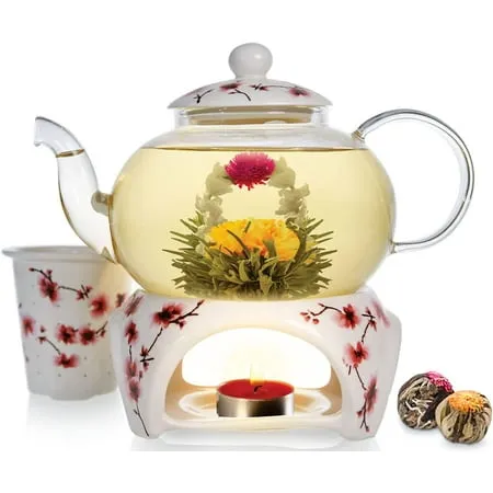 Teabloom Cherry Blossom Tea Set with Infuser and Tea Warmer