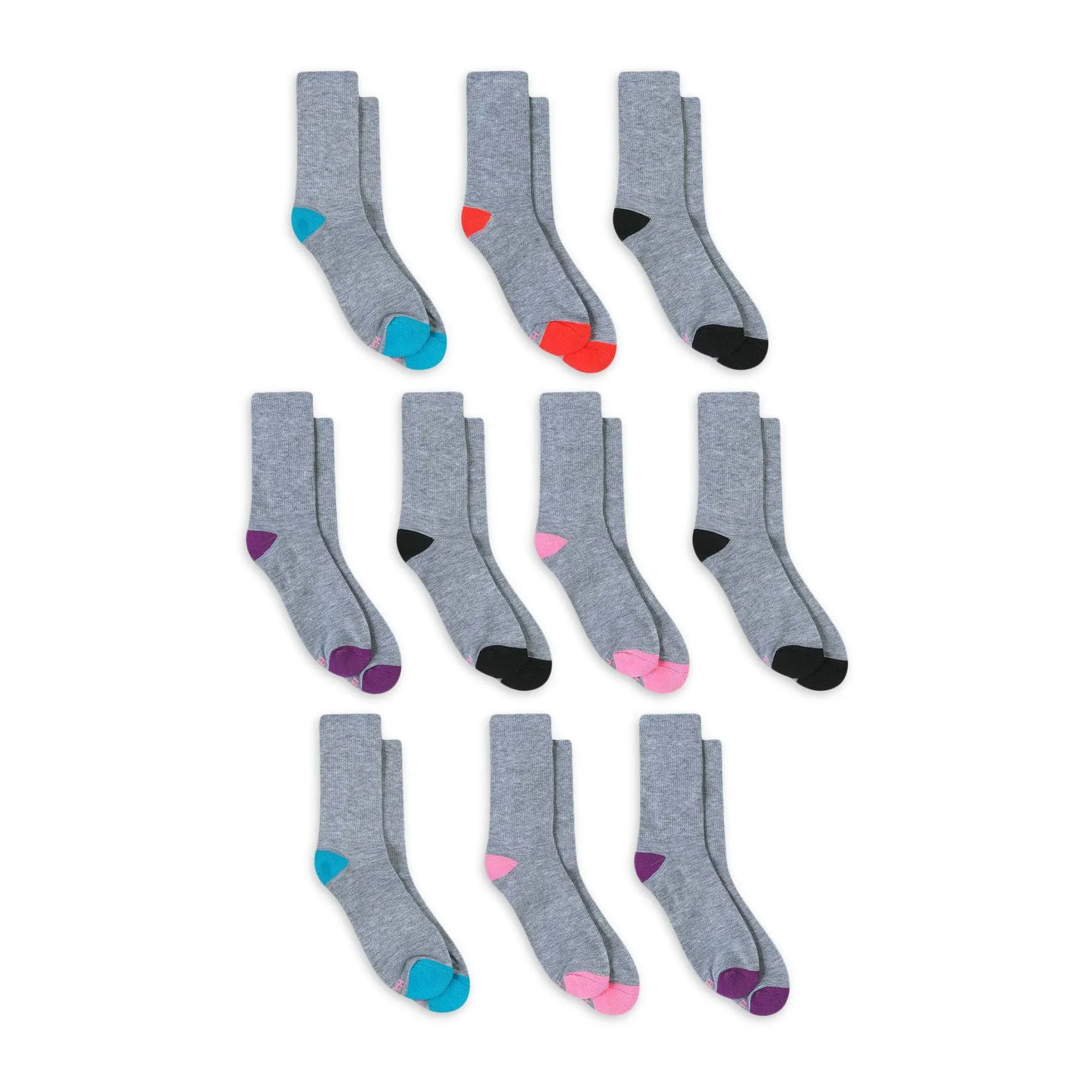 NWT - Hanes X-Temp Comfort Fit Arch Support Zone Cushioning Crew Socks, 10-pack