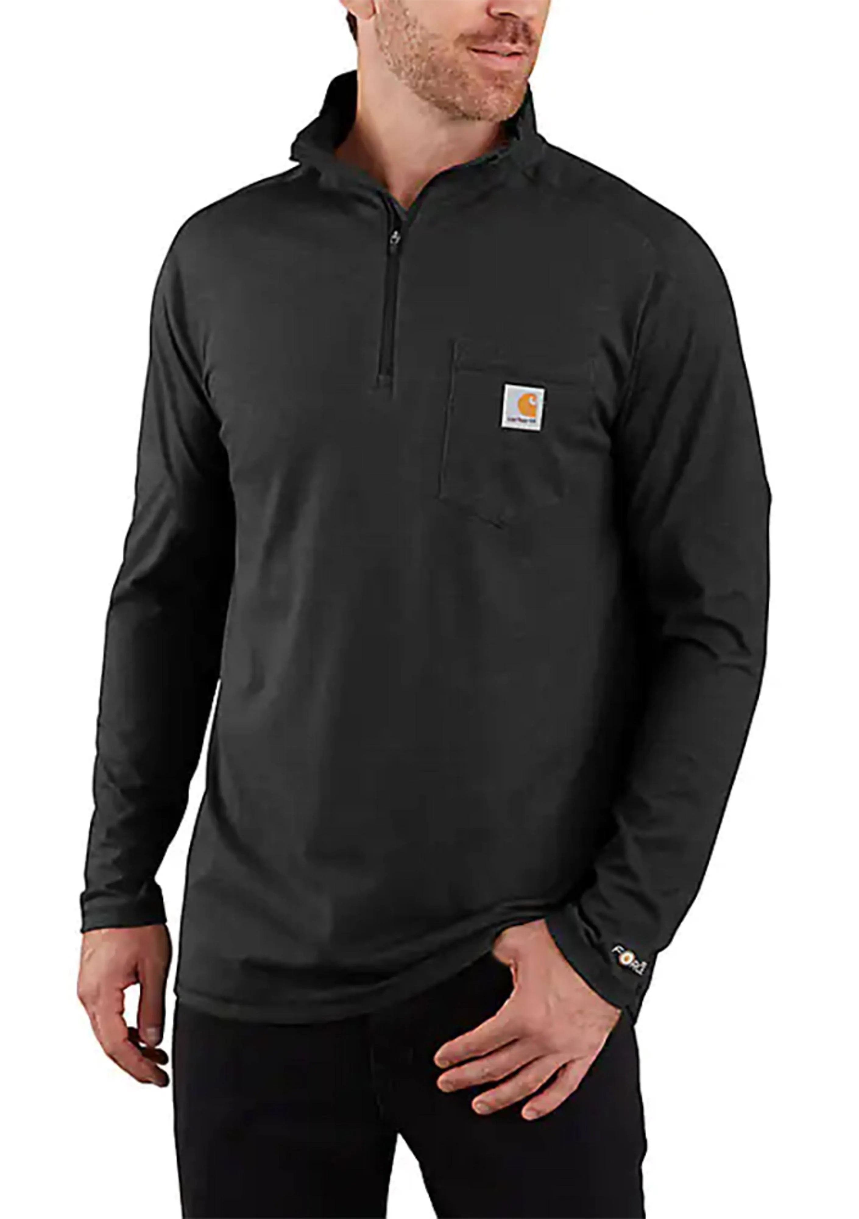 Carhartt Men's Force 1/4-Zip Long Sleeve T-Shirt, Carbon Heather / M