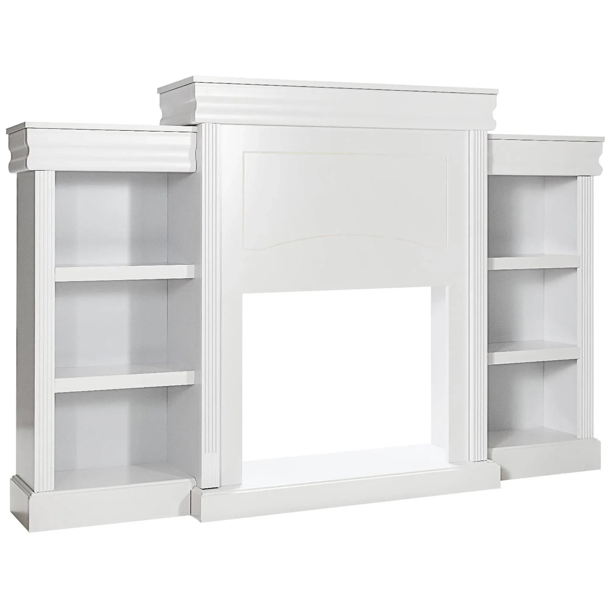 Costway 70 Fireplace TV Stand Modern Media Entertainment Center Bookcase in White