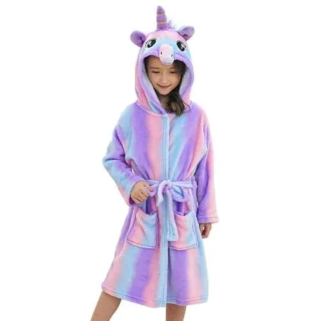 Doctor Unicorn Soft Unicorn Hooded Bathrobe Sleepwear - Unicorn Gifts for Girls