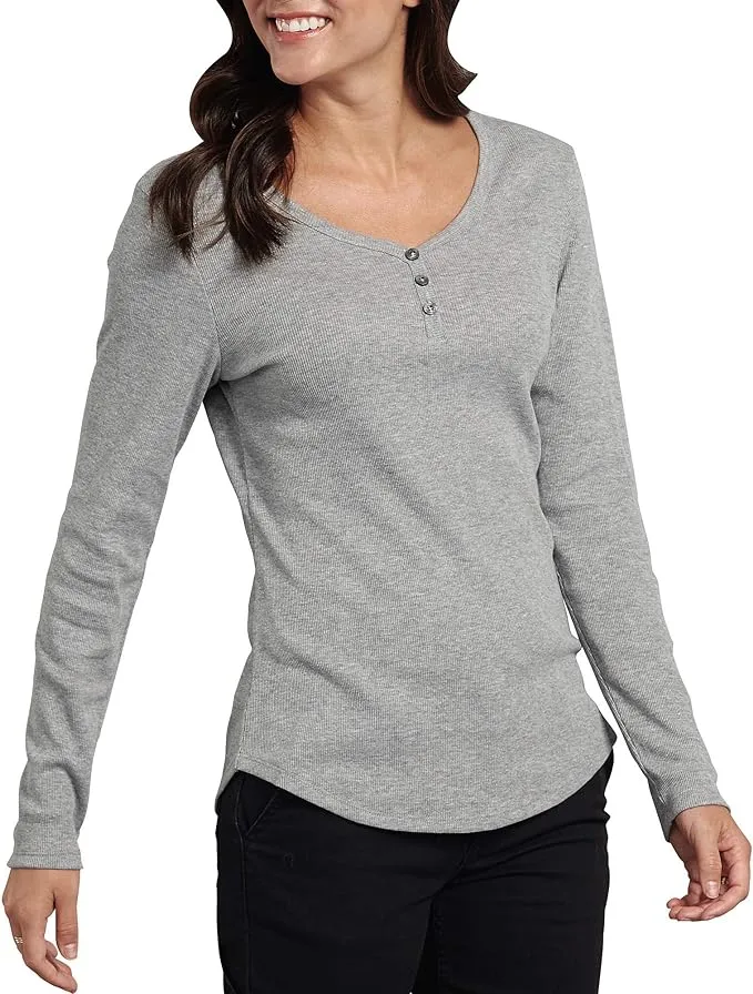 Dickies Women's Long-Sleeve 3-Button Henley Shirt