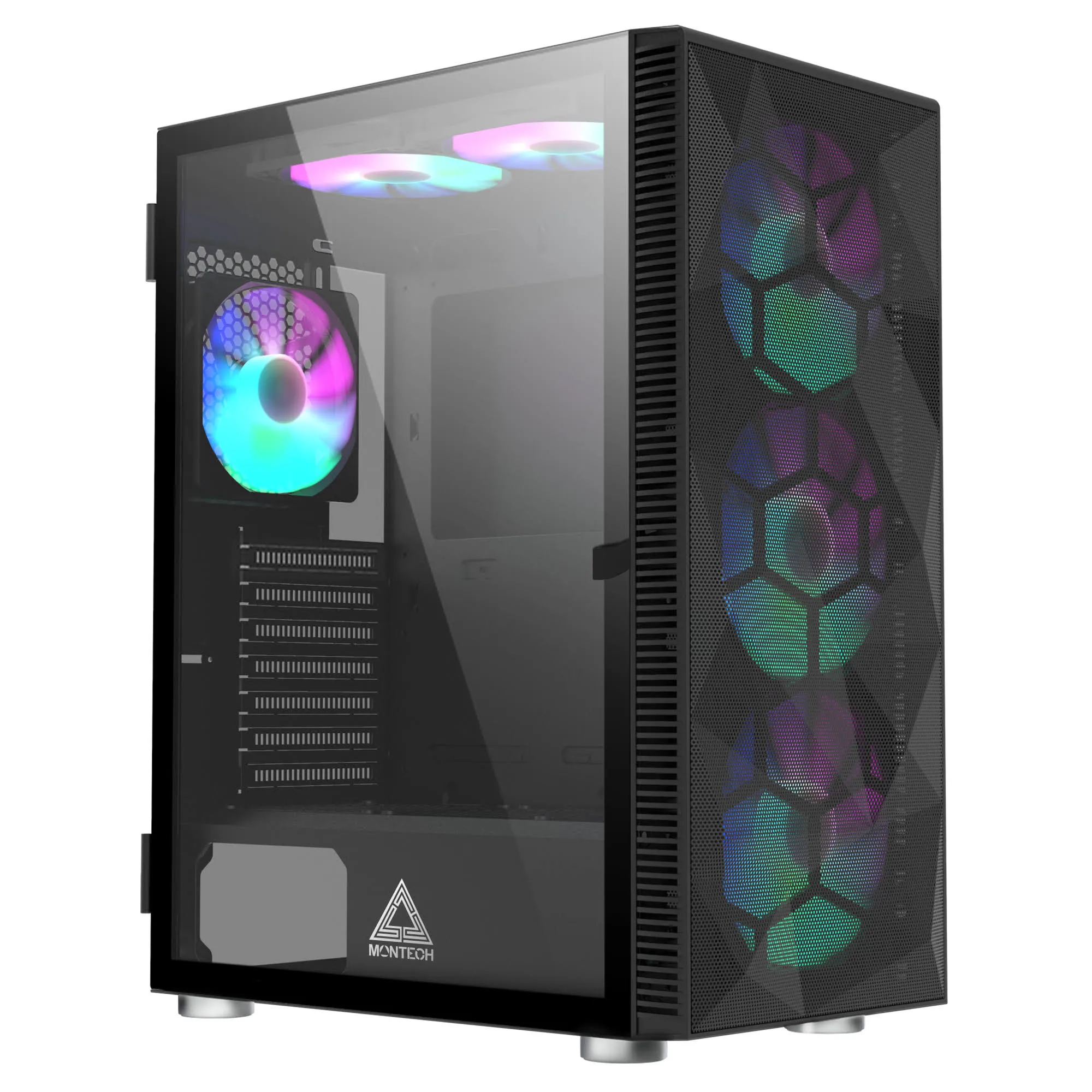 Montech X3 Mesh RGB Tempered Glass ATX Mid-Tower Gaming Computer Case, Black