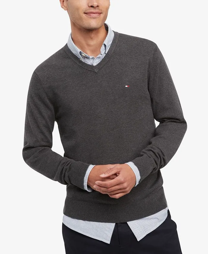 Men's Essential Solid V-Neck Sweater, Created for Macy's