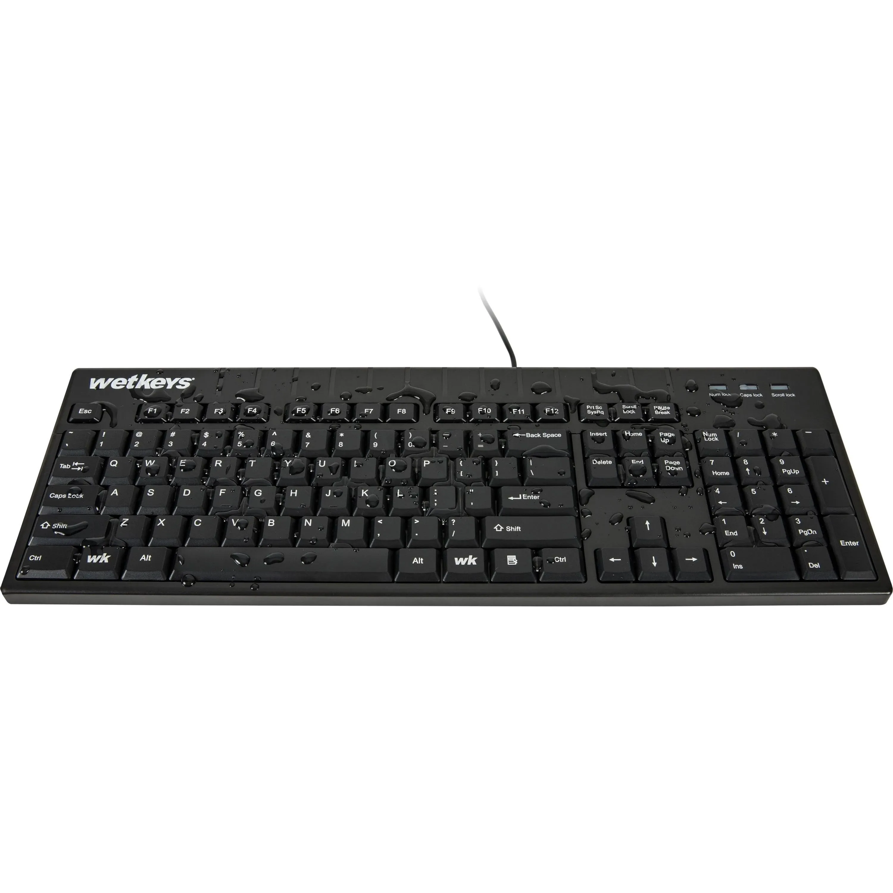 WetKeys Waterproof Professional-Grade Full-Size Keyboard w/Number-pad USB Black ...