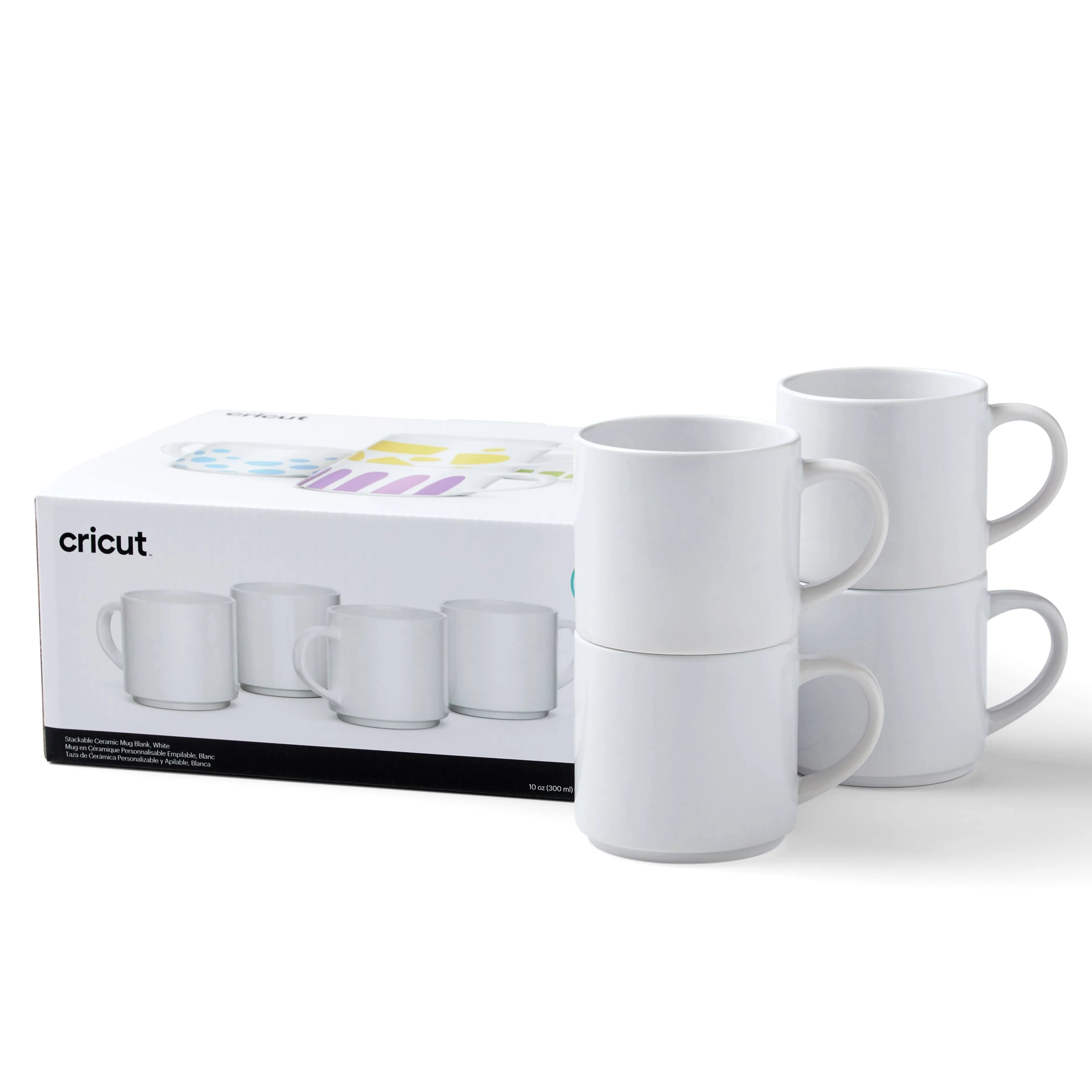 Cricut 10 oz. Stackable White Ceramic Mug Blank 4-ct