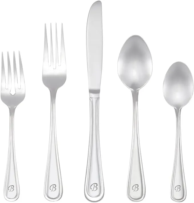 Marina 46 Piece Monogrammed Flatware Set