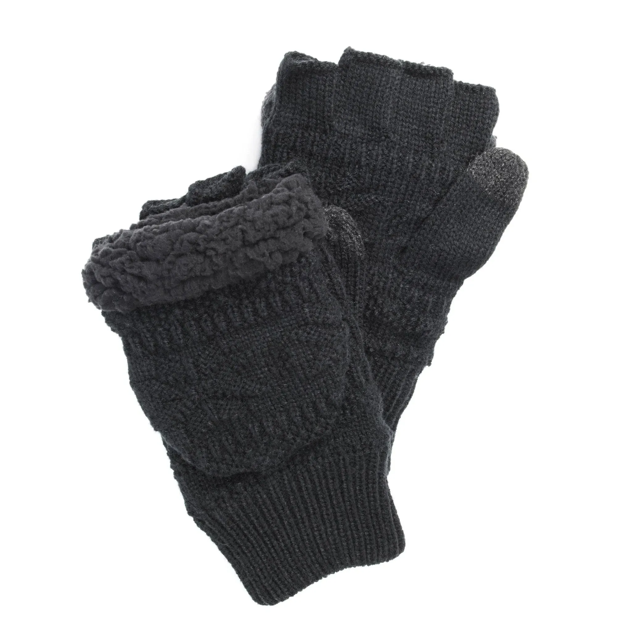 MUK LUKS Men's Faux Fur Flip Mittens