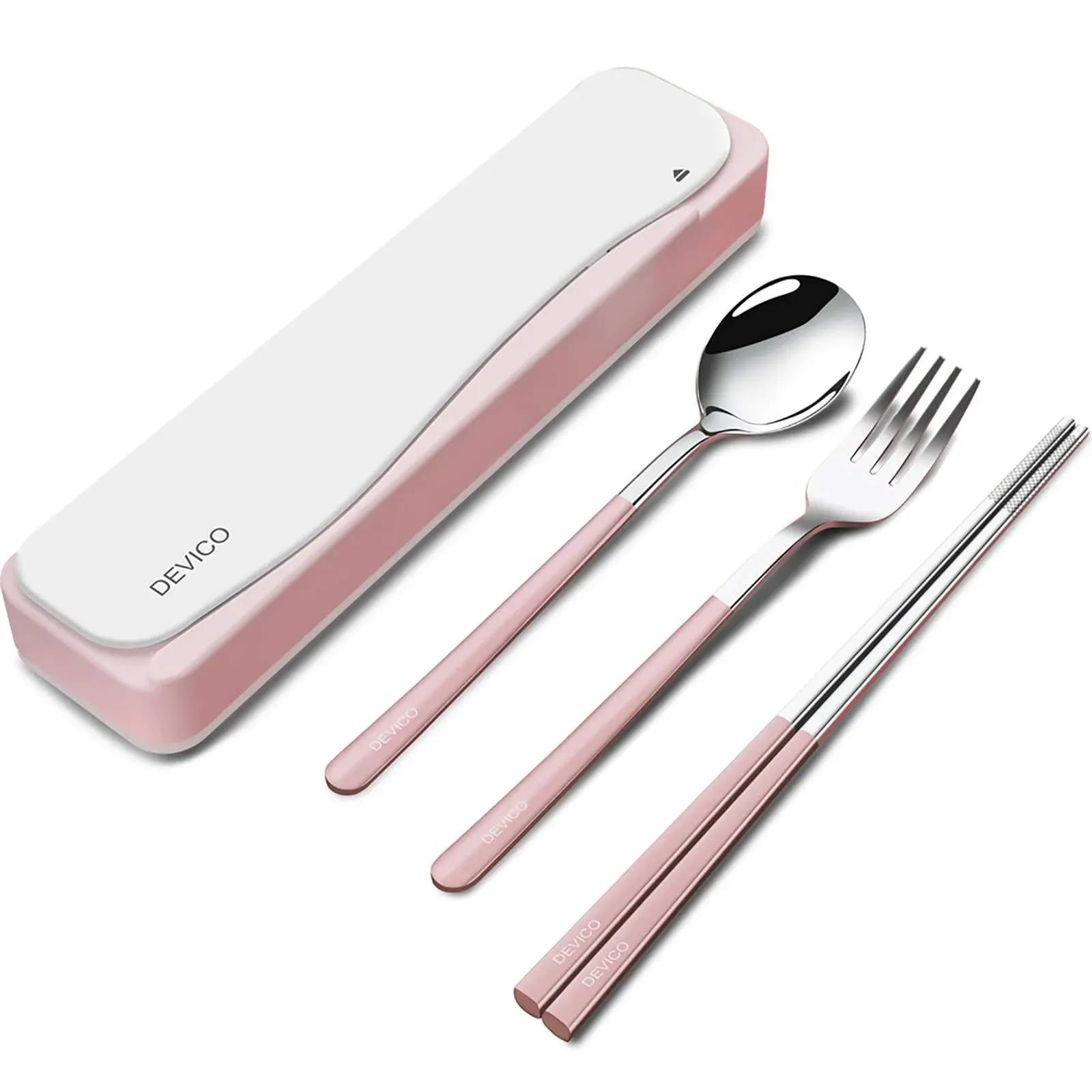 DEVICO Travel Utensils, 18/8 Stainless Steel 4pcs Cutlery Set Portable Camp ...