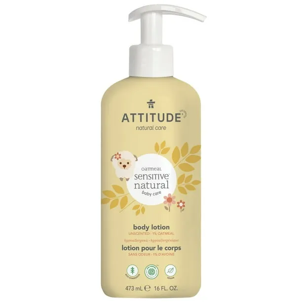 ATTITUDE oatmeal sensitive natural baby care, Body Lotion, Unscented, 473 mL