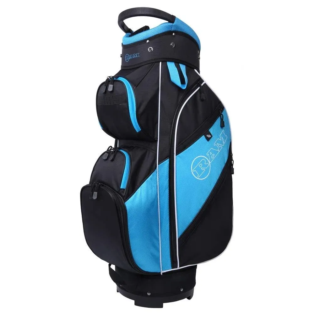 Ram Golf Lightweight Ladies Cart Bag with 14 Way Dividers Top - Black/Teal/White