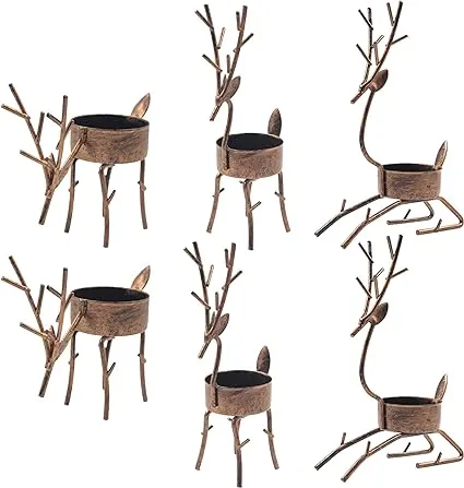 Funpeny Reindeer Tea Light Candle Holders, 6 Pack Iron Christmas Decoration for Party Dining Table Centerpeice Decorative