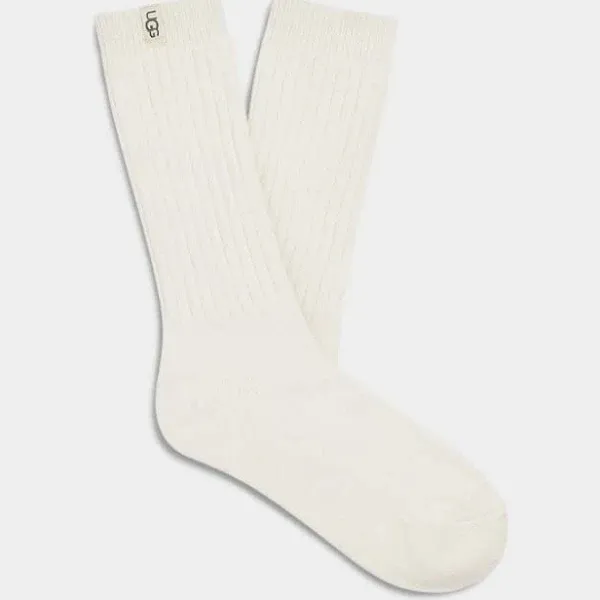 Ugg Rib Women's Knit Slouchy Crew Socks, One Size, White