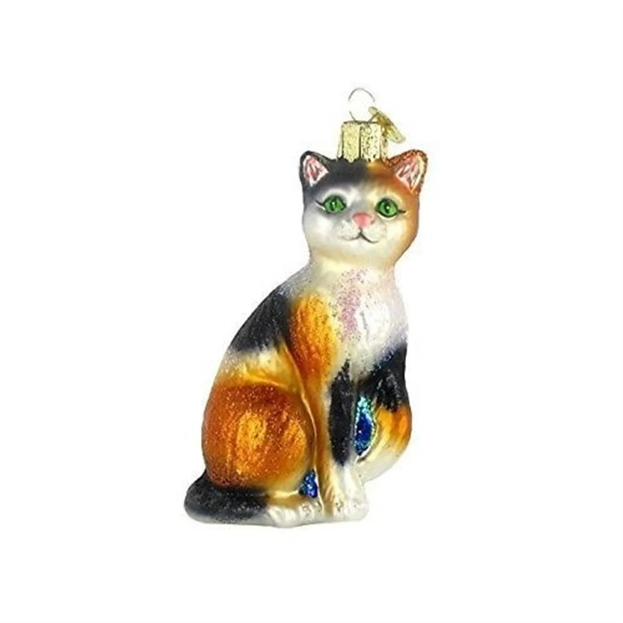 Old World Christmas Glass Blown Ornament, Calico Cat (With OWC Gift Box)