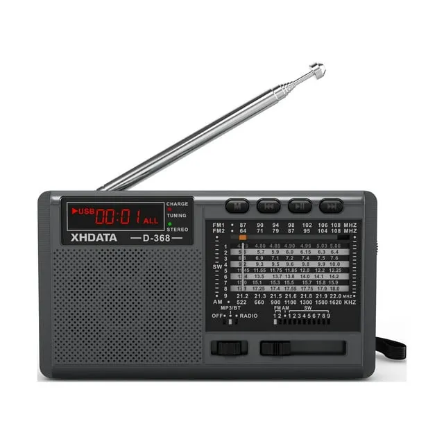 XHDATA D-368 Am/fm/sw Portable Radio and USB/TF/Stereo MP3 Player with Speaker ...