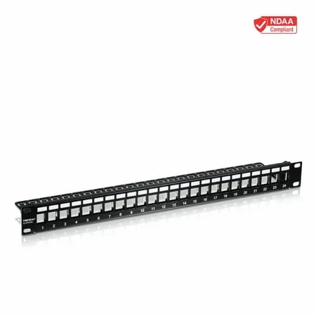 TRENDnet 24-Port Blank Keystone 1U Patch Panel, 1U 19" Metal Rackmount Housing, Recommended With TC-K25C6 & TC-K50C6 Cat6 Keystone Jacks (Sold Separately), Black, TC-KP24