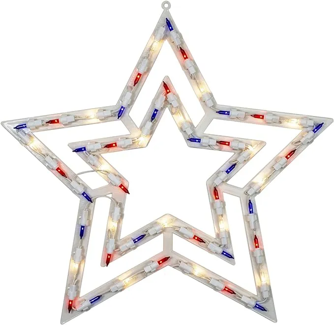 Northlight Lighted Patriotic Star Window Silhouette Decoration