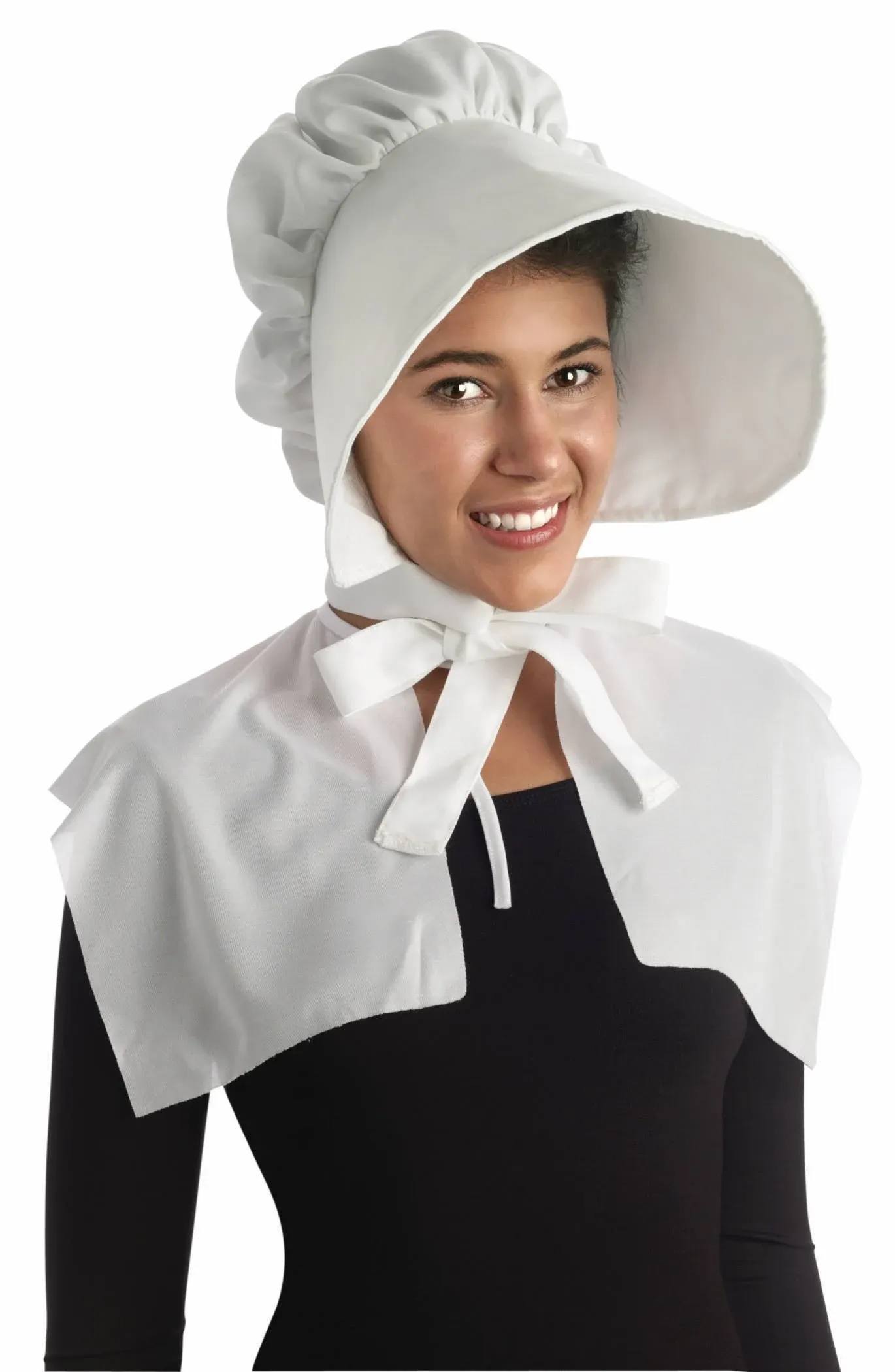 Brand New Colonial Pilgrim Amish Bonnet Costume Accessory - White