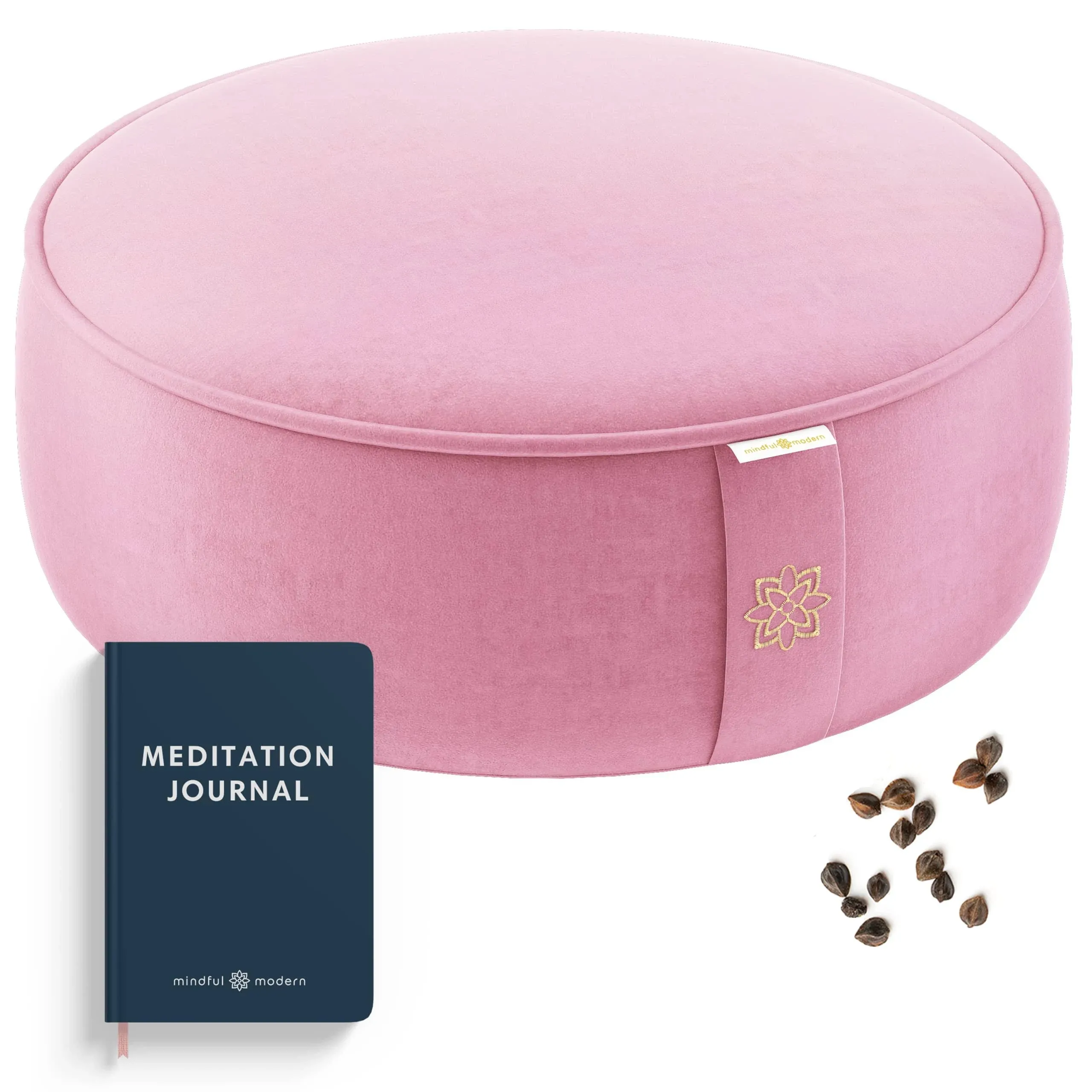 Mindful and Modern Velvet Meditation Cushion - Large (Pack of 1), Blush Pink 