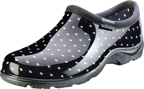 Sloggers Women&#039;s Waterproof Rain &amp; Garden Shoe, Black/White Polka-Dots, Size 6