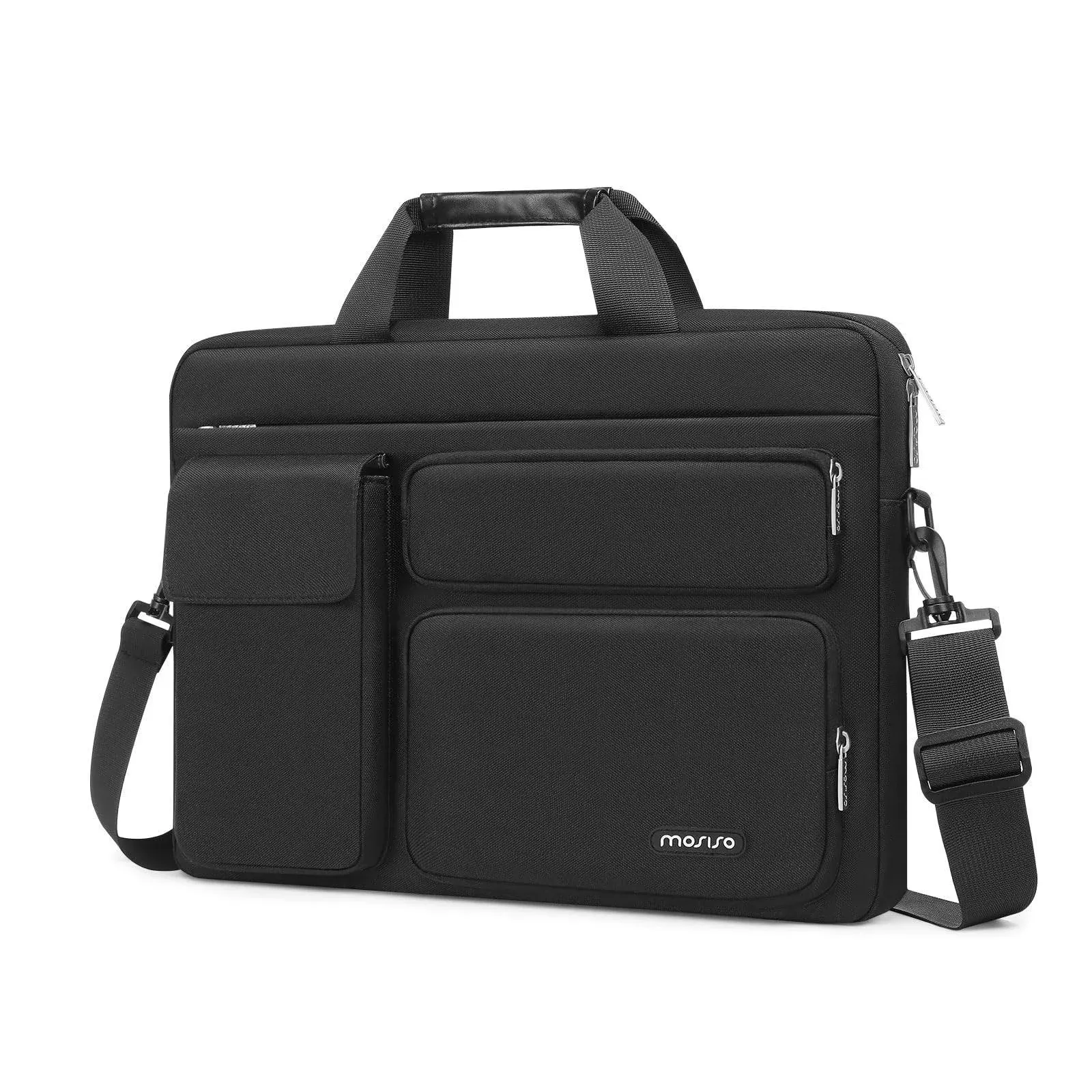 MOSISO Laptop Shoulder Messenger Bag Compatible with MacBook 16 inch, Black