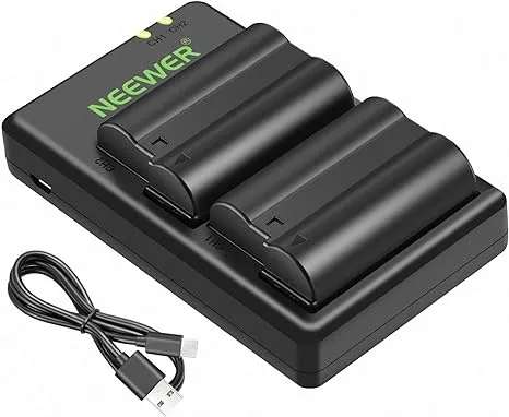 Neewer Two 2100mAh EN-EL15 Batteries with Dual USB Charger Kit