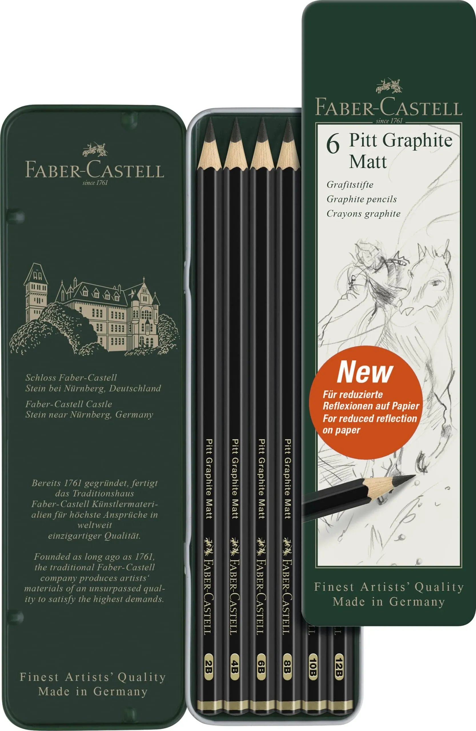 Faber-Castell : Pitt Graphite Matt Pencil : Tin Set of 6