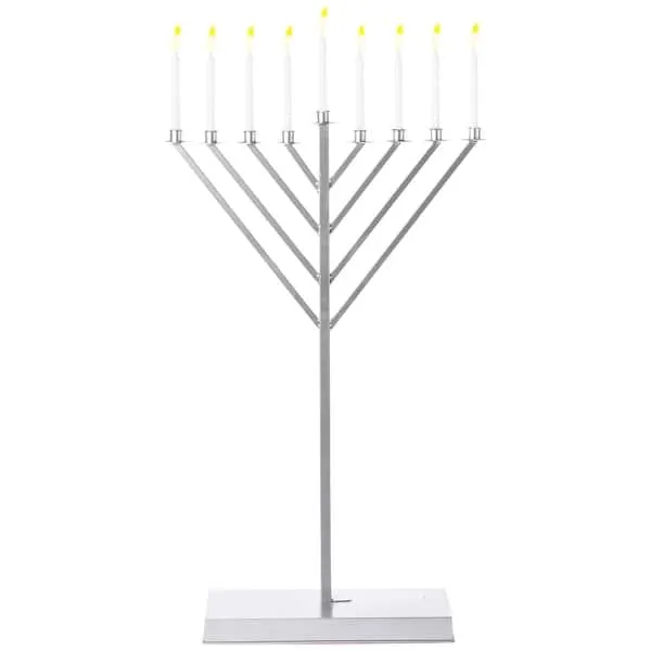 Metal Silver Coated Hanukkah Menorah For Synagogue