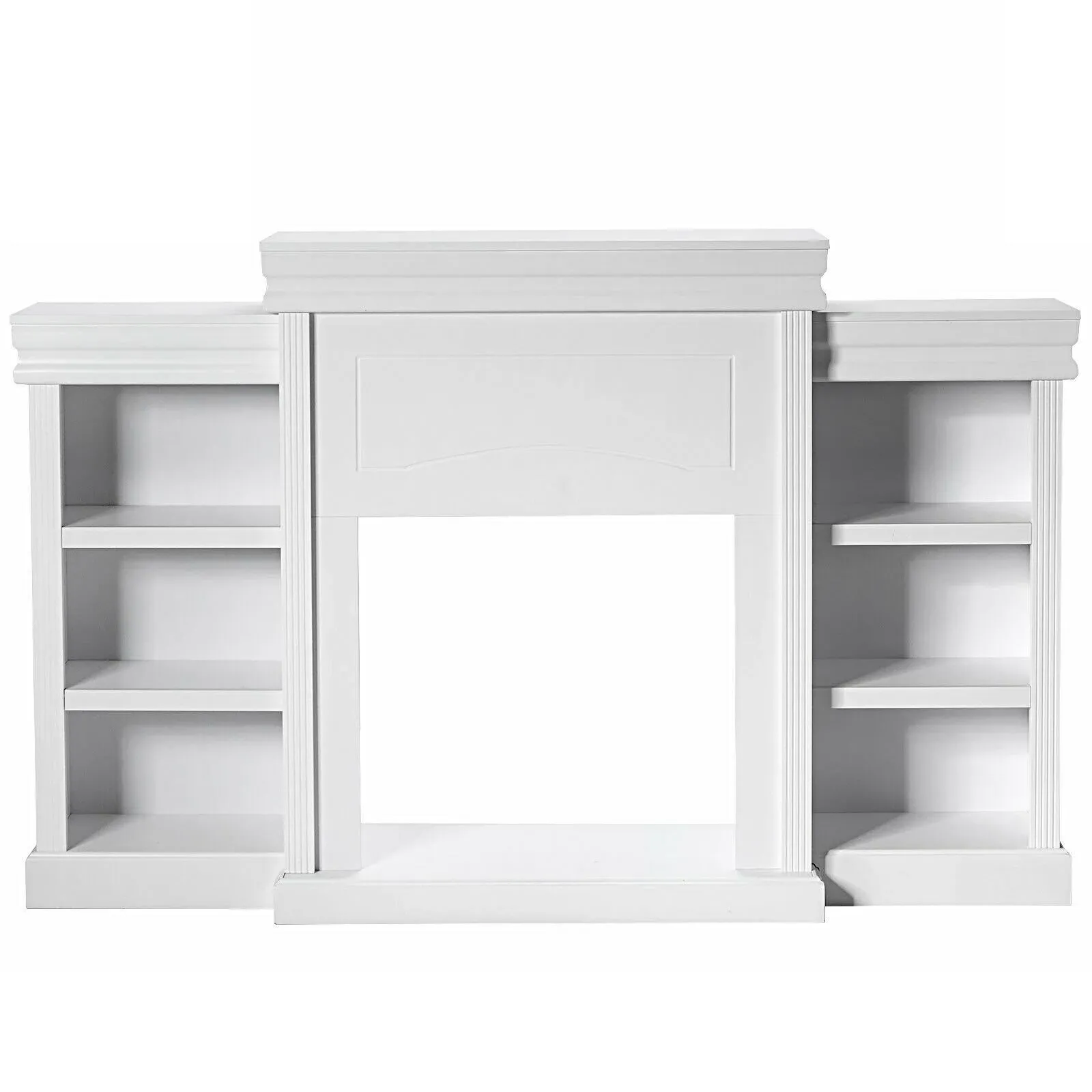 70" Modern Fireplace Media Entertainment Center with Bookcase-White HW66645WH