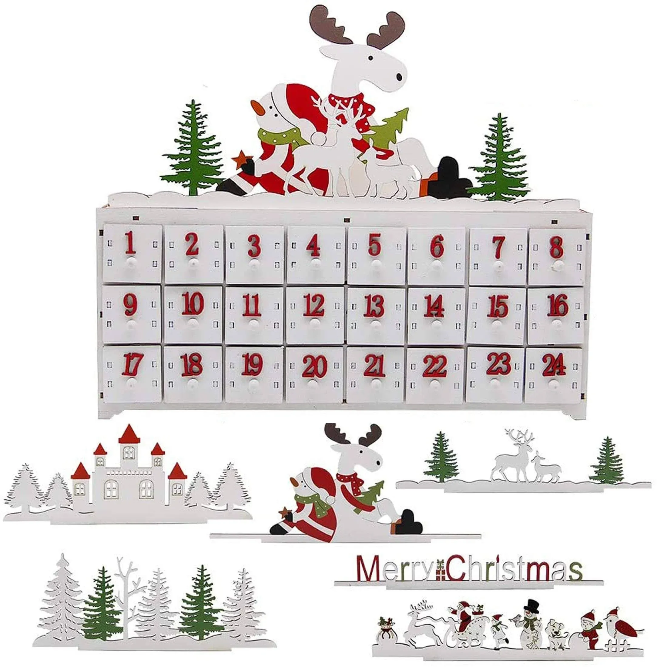 Sand Mine Countdown to Christmas Wooden DIY Advent Calendar with Three Changeable ...