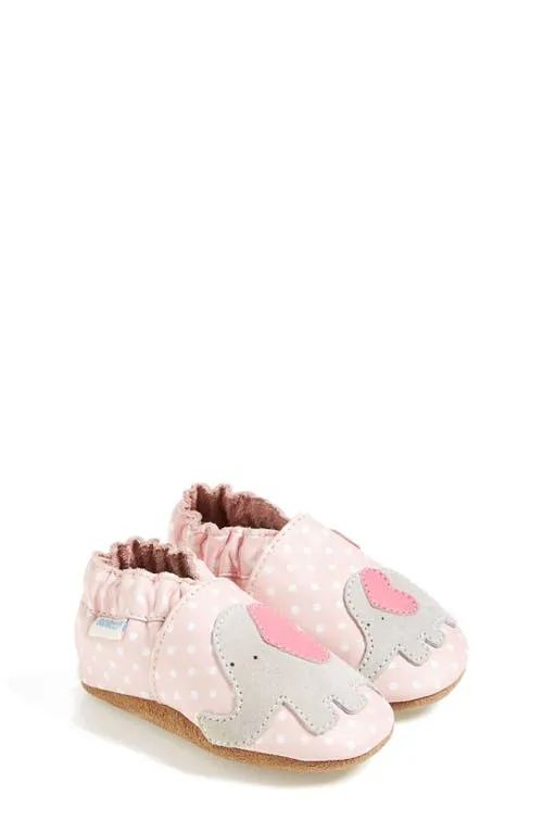 Robeez 'Little Peanut' Crib Shoe in Pastel Pink  Size 0-6 Months