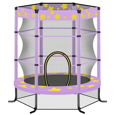 iRerts 55 Trampoline for Kids 4.5FT Kids Trampoline with Enclosure Net Indoor Outdoor Toddler Trampoline with Safety Pad Recreational Trampolines Birthday Gifts for Children Boy Girl Purple