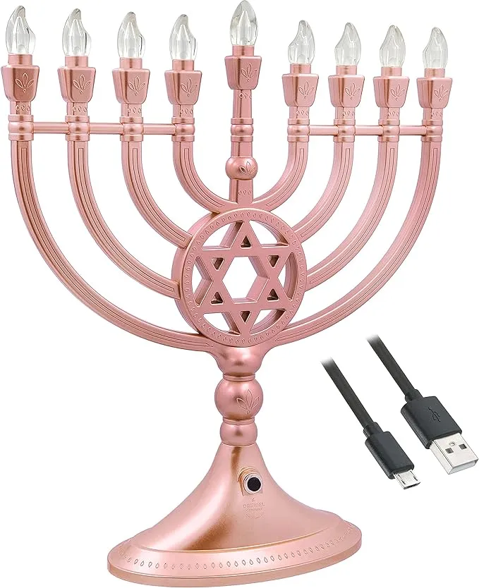 Aviv Judaica Traditional Hanukkah LED Electric Menorah