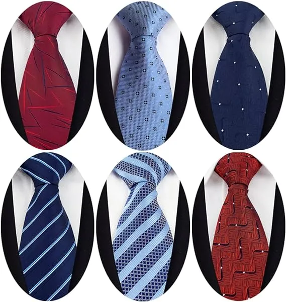 Adulove Men's Classic Silk Woven Jacquard Neck Tie (6 Pcs)