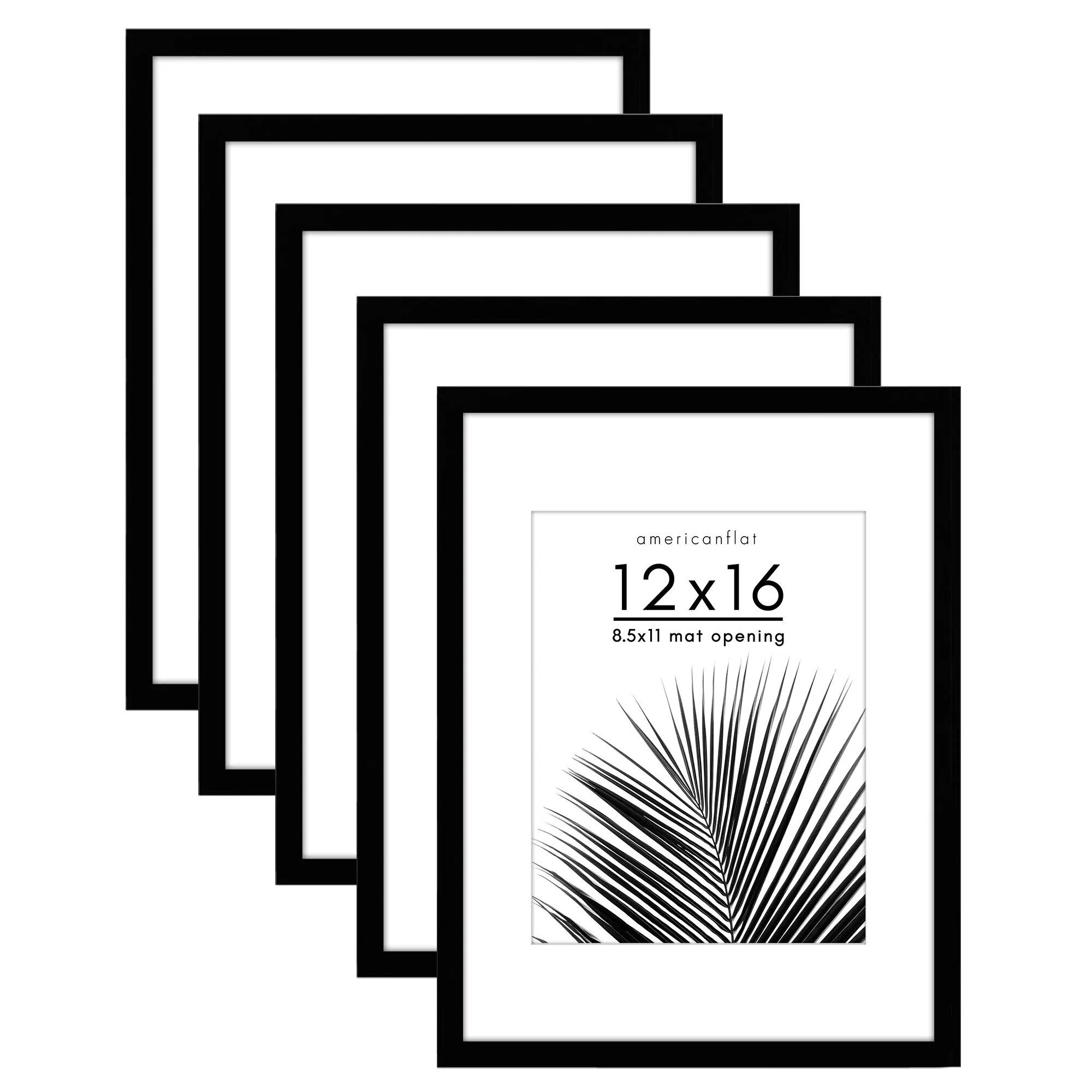 8x12 Picture Frame Set of 5, Display Pictures 6x8 with Mat or 8x12 Without Mat