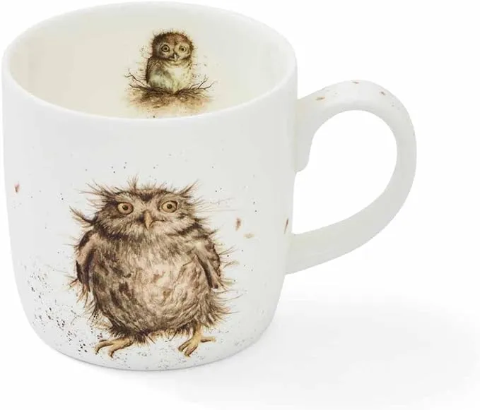 Royal Worcester 14 Oz What A Hoot Christmas Mug with Owl Design - Fine Bone China Winter Holiday Coffee Mug, Microwave & Dishwasher Safe, Wrendale Designs Festive Holiday Tableware