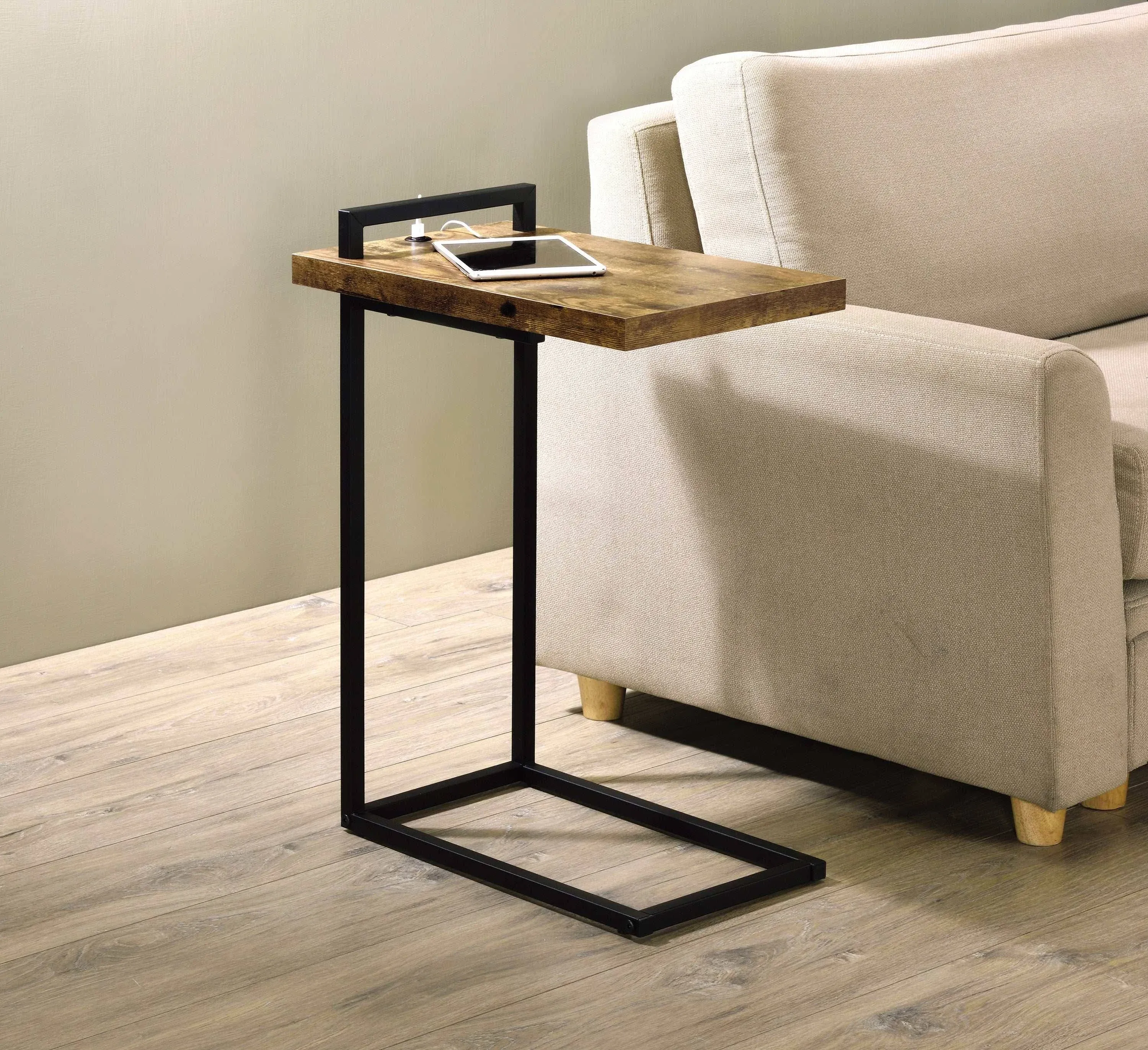 Coaster C-Shaped Accent Table with USB Charging Port