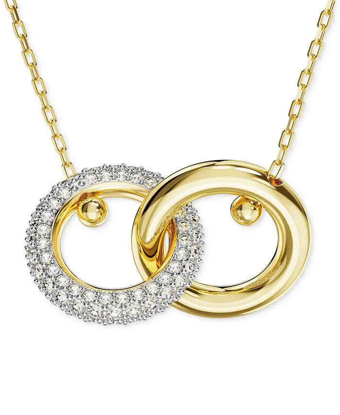 Swarovski Dextera Gold Interlocking Loop Pendant Necklace