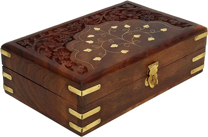 Ajuny Handmade Wooden Jewellery Box for Women | Hand Carved Solid Multipurpose ...