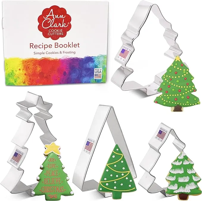 Christmas and Holiday Tree Cookie Cutters 4-Pc Set, Made in USA by Ann Clark