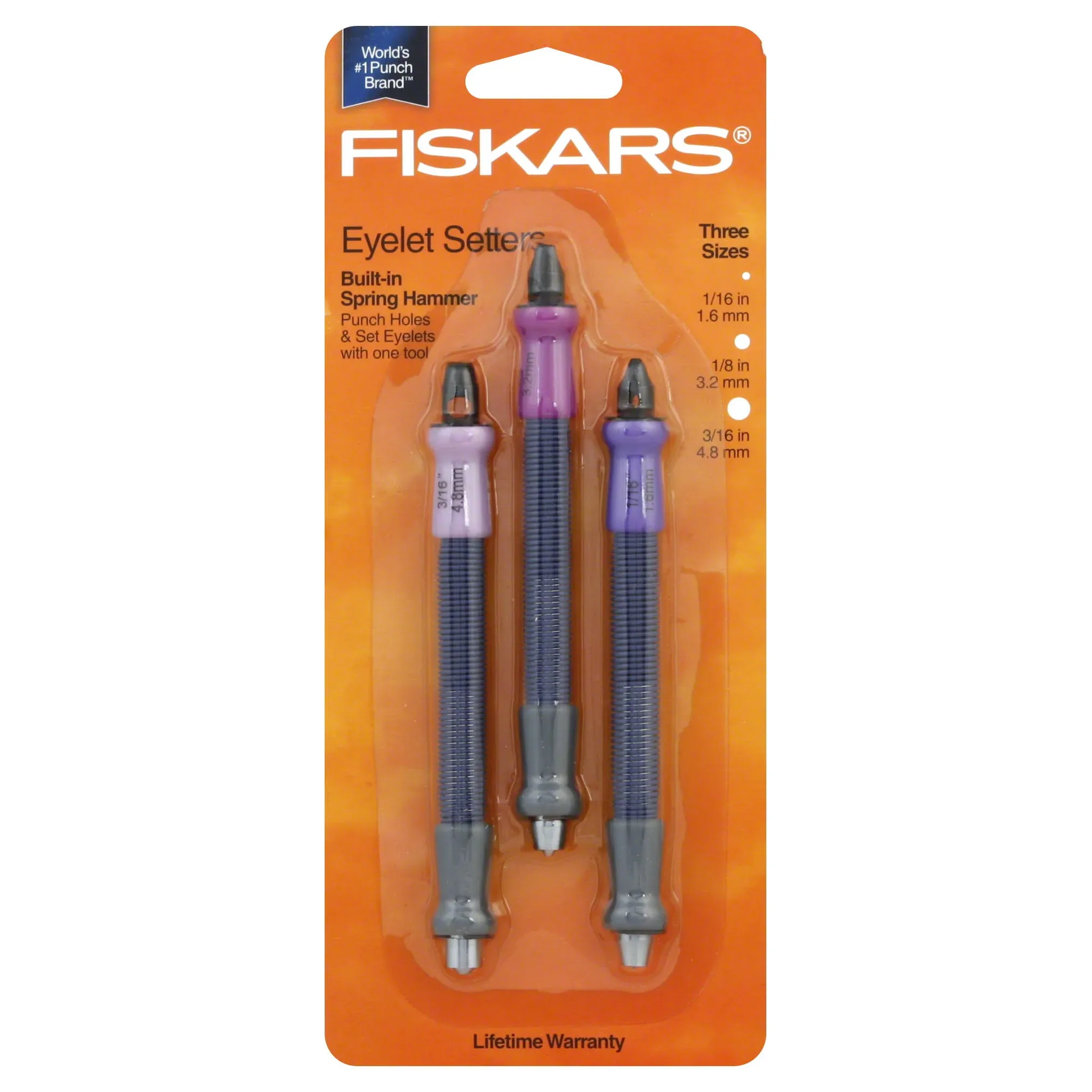 FISKARS Eyelet Setter Set Punch Holes Set ( 1/16&#034;, 1/8&#034; , 3/16&#034; ) NIP MR1B