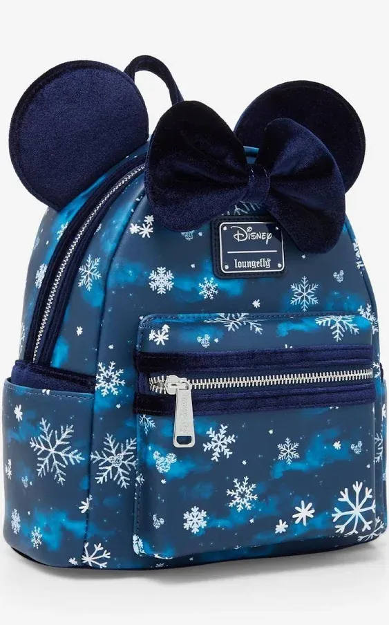 Loungefly Disney Snowflake Minnie Mouse Ears Mini Backpack - BoxLunch Exclusive