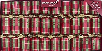 10 X 8.5 Handmade English Christmas Crackers by Robin Reed - Traditional Plaid