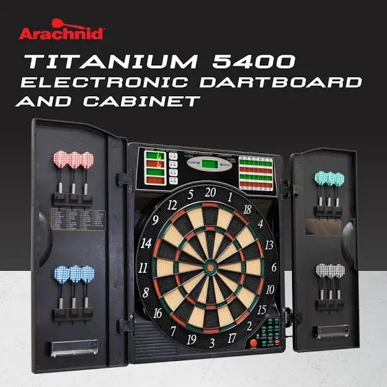 Arachnid Titanium 5400 Electronic Dart Board with Cabinet