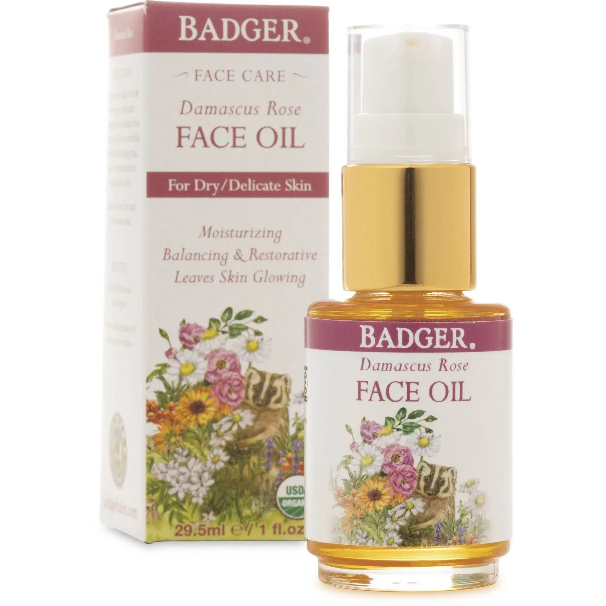 Badger Antioxidant Face Oil, Damascus Rose - 1 fl. oz bottle