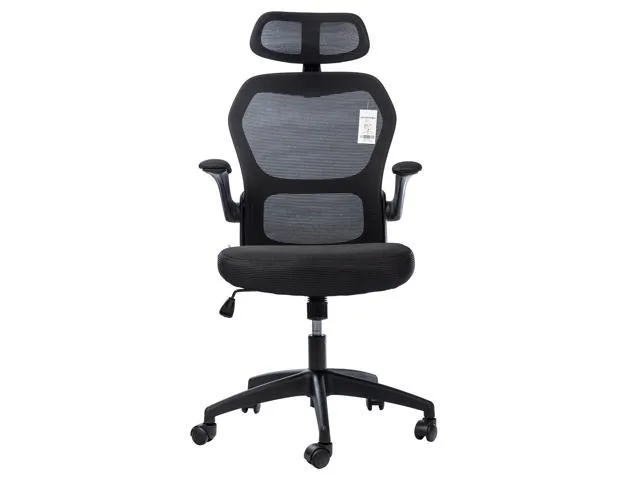 Ergonomic Office Chair with Adjustable Height Headrest Retractable Armrest Tilt Function High-back Executive Mesh Chair Breathable Rolling Swivel.