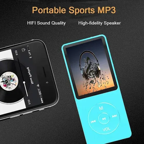 MP3 Player, Music Player with 16GB Micro SD Card, Build-in Speaker/Photo/Video Play/FM Radio/Voice Recorder/E-Book Reader, Supports up to 128GB