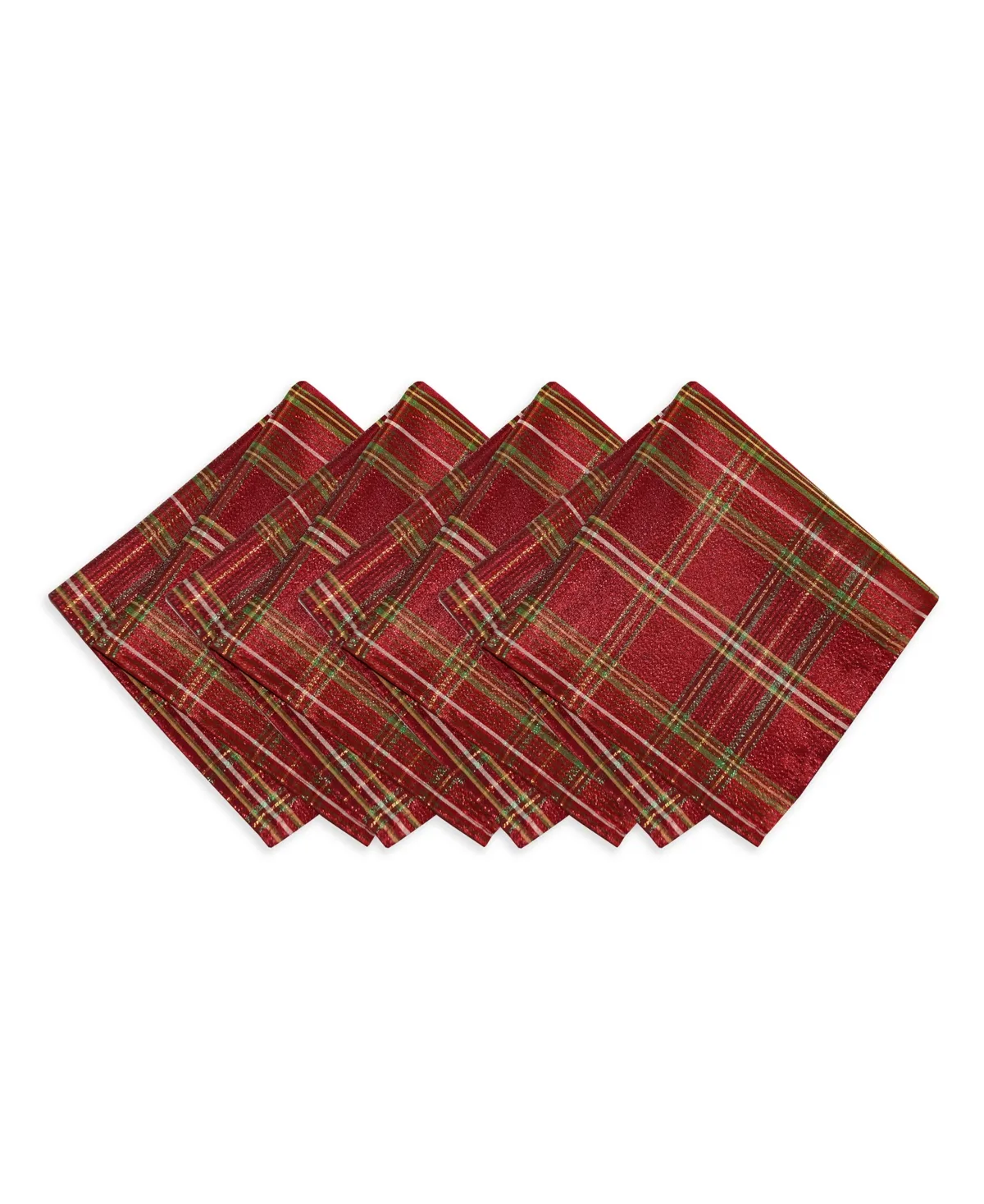 Elrene Home Fashions Shimmering Plaid Holiday Cloth Napkins