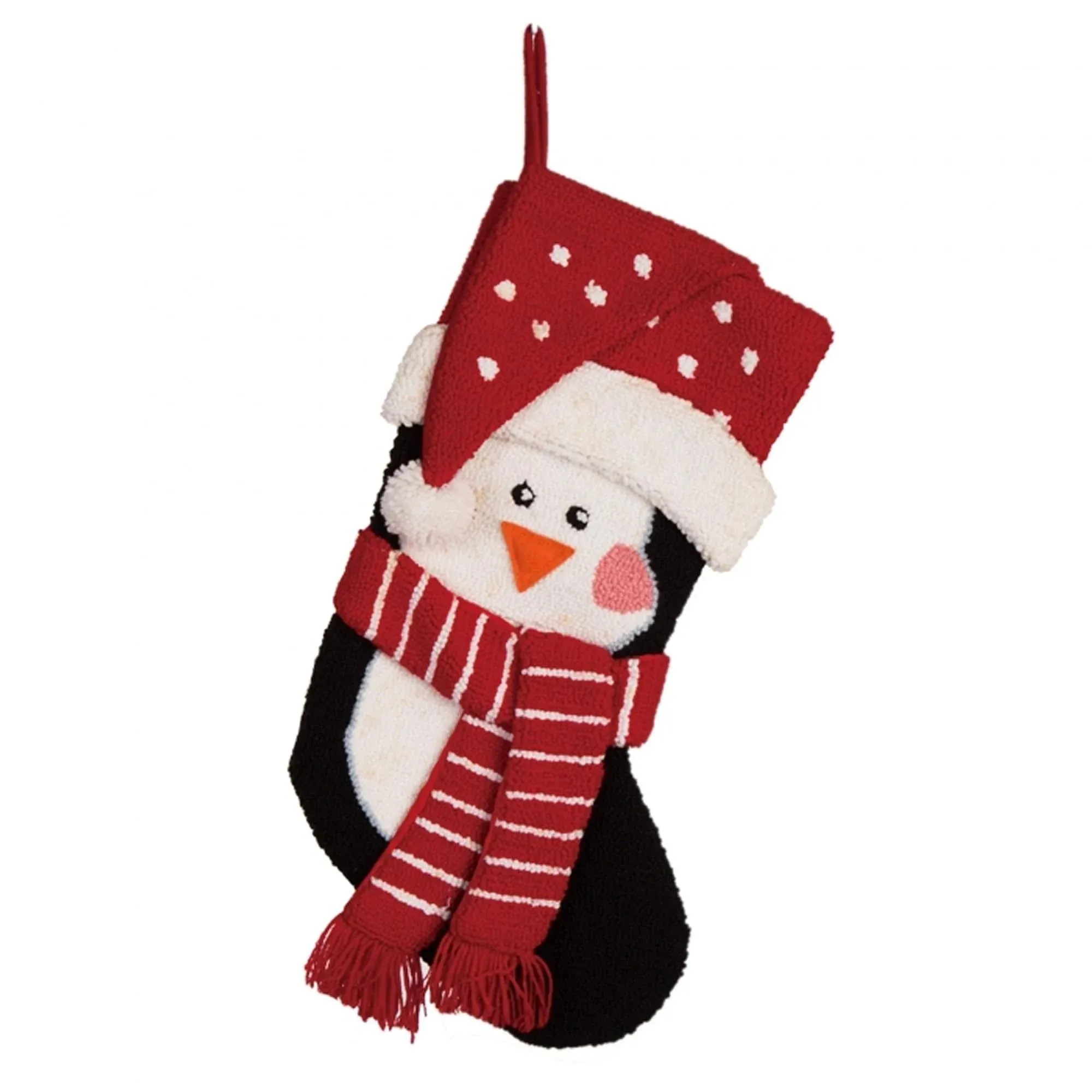 Hooked 3D Penguin Christmas Stocking - Glitzhome