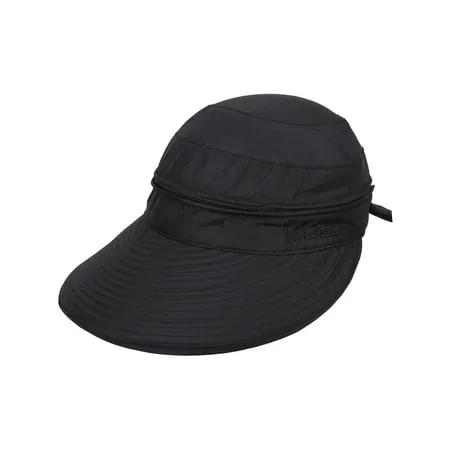 Womens 2 in 1 Cotton UV Protection Wide Brim Sun Visor Summer Hat， Black